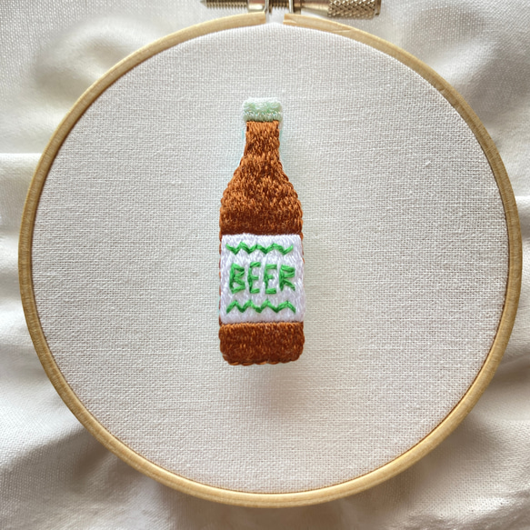 ビール刺繍ブローチセット(緑) 5枚目の画像
