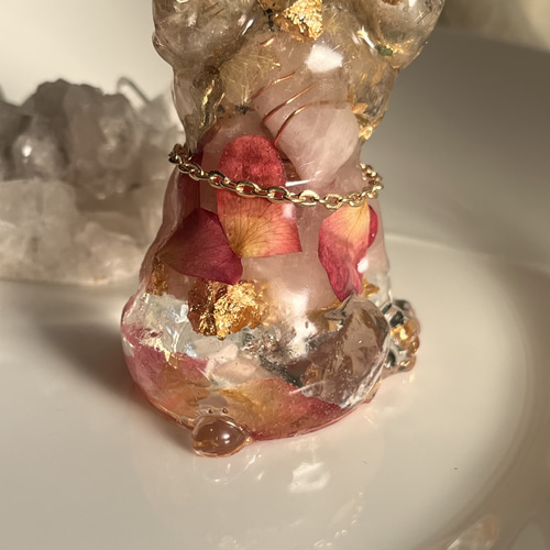 オルゴナイト♡フレンチブルドッグ新型♡ルチルクォーツ♡ローズ