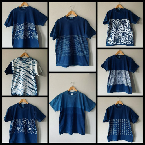 夏のセール【ユニセックスの藍染Tシャツ】グラデーション柄