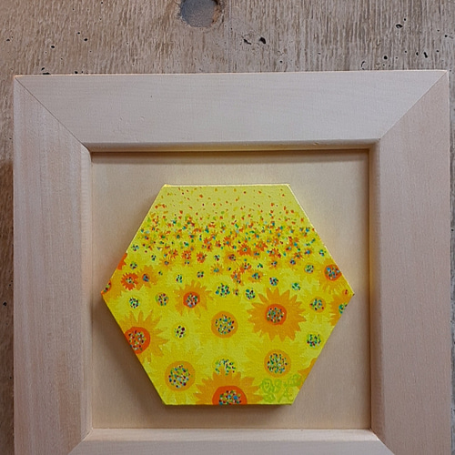 ブルーロータス 青い蓮 日本画 画家 小楠アキコ作品 岩絵具額装