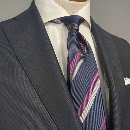 受注製作】ネイビー ストライプ イタリア生地 プレゼント ギフト