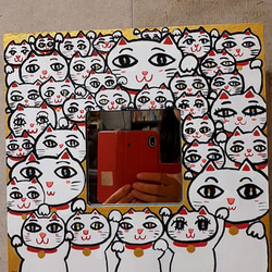 ブルーロータス 青い蓮 画家 小楠アキコ作品 額装サイズ20×20cm