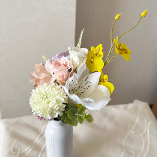 仏花 プリザーブドフラワー造花 小さなお仏壇用 花瓶なしタイプ