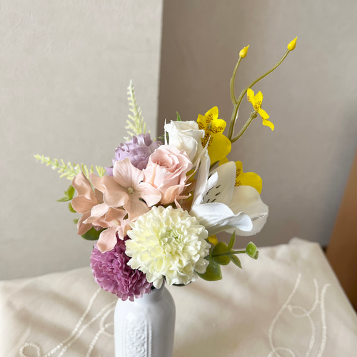 仏花 プリザーブドフラワー造花 小さなお仏壇用 花瓶なしタイプ