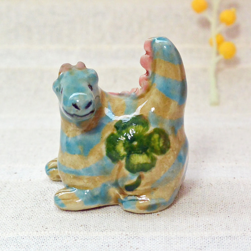 干支 龍の置物 ドラゴン・竜（B） 水色系 置き物 手作り陶芸・陶器