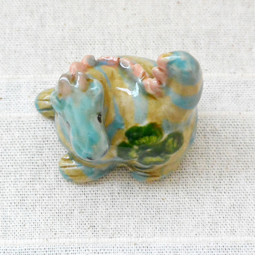 干支 龍の置物 ドラゴン・竜（B） 水色系 置き物 手作り陶芸・陶器