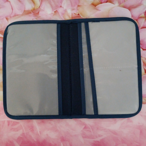 お薬手帳ケース トールペイント 手書き ハンドメイド ピンクローズ