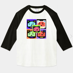 【送料無料】チャリティ七分袖ラグラン綿カットソー ゲーム風デザインTシャツ　※受注生産 3枚目の画像