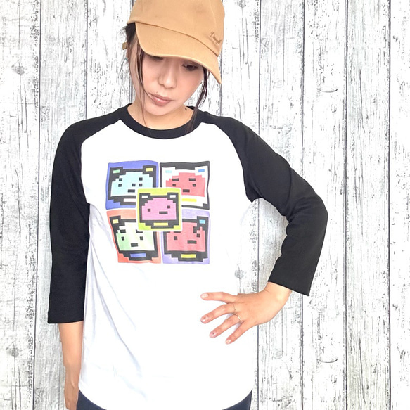 【送料無料】チャリティ七分袖ラグラン綿カットソー ゲーム風デザインTシャツ　※受注生産 10枚目の画像