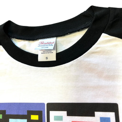 【送料無料】チャリティ七分袖ラグラン綿カットソー ゲーム風デザインTシャツ　※受注生産 5枚目の画像