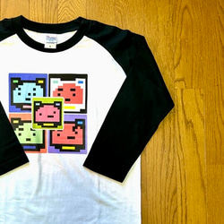 【送料無料】チャリティ七分袖ラグラン綿カットソー ゲーム風デザインTシャツ　※受注生産 8枚目の画像