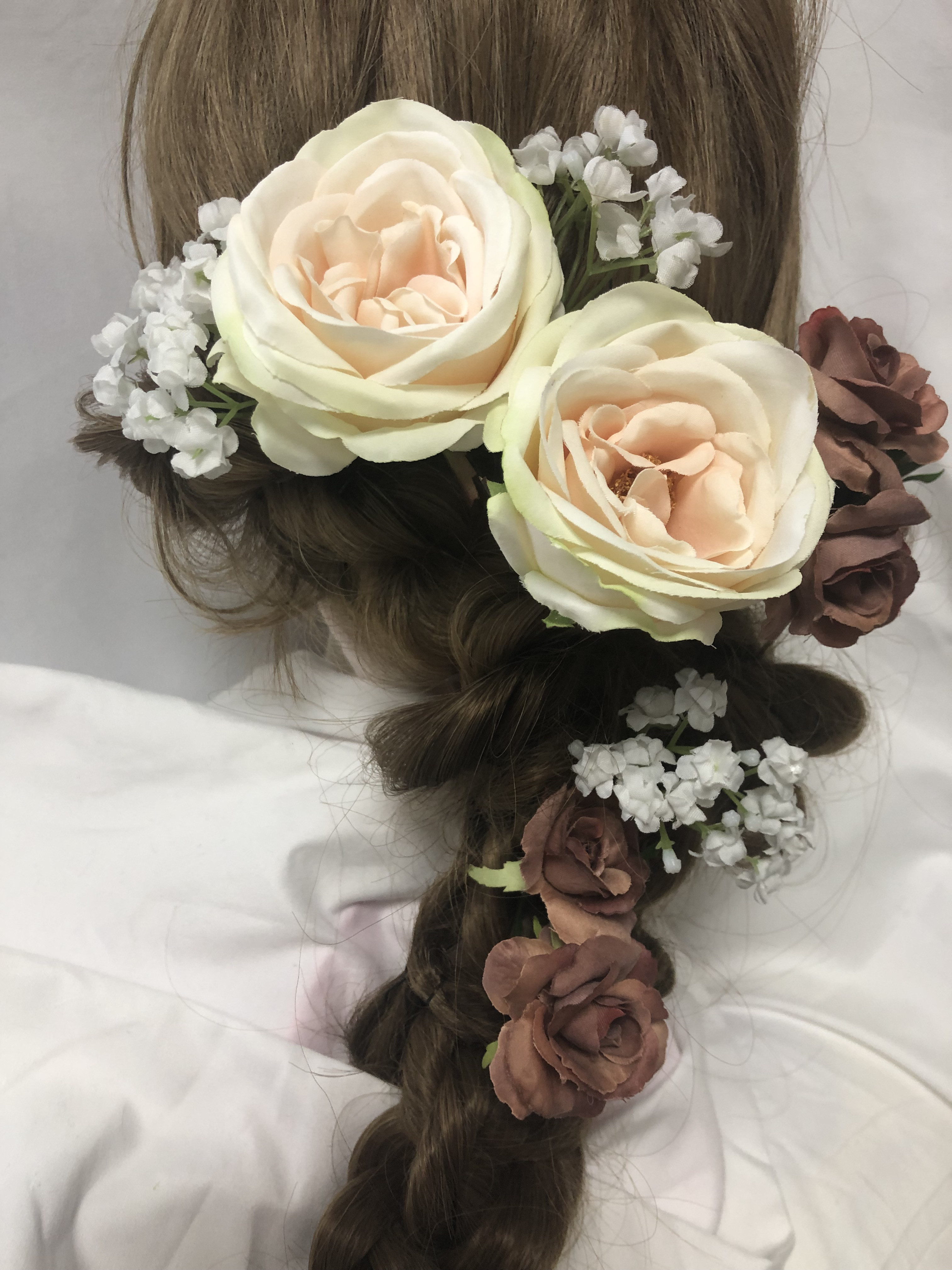 くすみピンク系カラーグラデーションのヘッドドレス