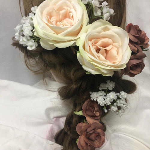 くすみピンク系カラーグラデーションのヘッドドレス その他ヘア  