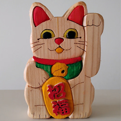 木製　招き猫 2枚目の画像