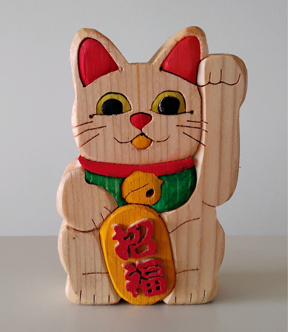 木製　招き猫 2枚目の画像