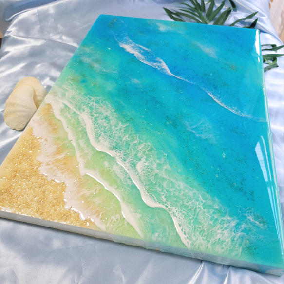 レジンアート  海  オーシャンアート 浅瀬の海 レジンアート 癒しの海 オーシャンアート 海 波アート
