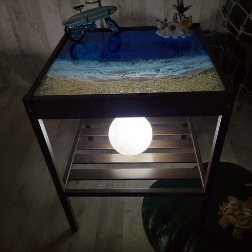 受注制作 テーブル サイドテーブル ガラステーブル 空間演出 ライト 