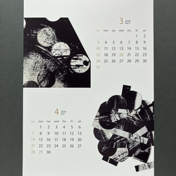 Sale⭐︎2024年カレンダー〈和モダン〉墨アート/シンプルカレンダー A4サイズ/black/gold 3枚目の画像