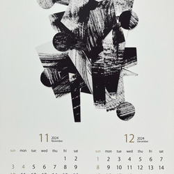 Sale⭐︎2024年カレンダー〈和モダン〉墨アート/シンプルカレンダー A4サイズ/black/gold 17枚目の画像