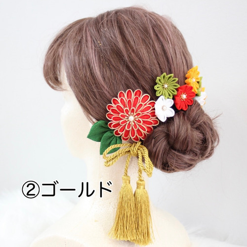 受注制作】成人式 縁取りつまみ細工☆髪飾り☆卒業式☆結婚式