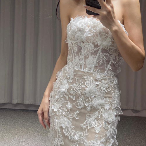 豪華！憧れのドレス 背中見せ ソフトマーメイドライン ロングトレーン  