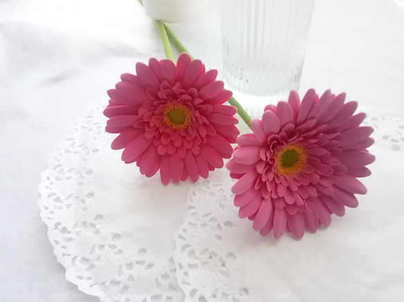 特價【僅售】❁深粉紅色黏土花非洲菊2件套室內花❁ 第8張的照片