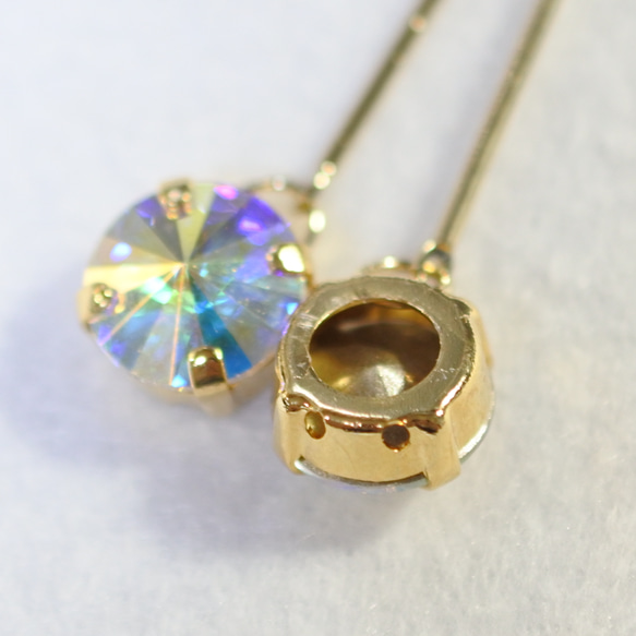 施華洛世奇大號riboli長款金色鈦耳環（10.7毫米，水晶極光） 第4張的照片