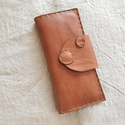 【Y.S様ご予約品】simple wallet　濃いヌメ色　オイルワックスレザー 1枚目の画像