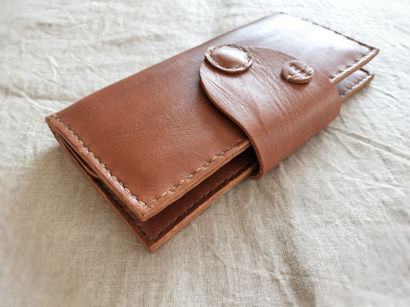 【Y.S様ご予約品】simple wallet　濃いヌメ色　オイルワックスレザー 3枚目の画像