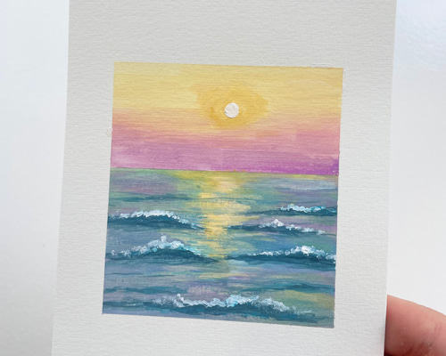 sunset＊絵画　原画　風景画　夏　海　空　夕日　テクスチャーアート sunset＊絵画 原画 風景画 海 空 夏の終わり 夕日 ハワイ 沖縄