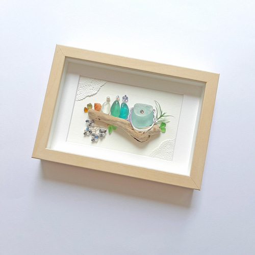 【専用】シーグラスアート<★香水瓶No.15> レア 置物 一点もの 幸運幸福 専用】シーグラスアート<☆香水瓶No.15> レア 置物 一点もの 幸運幸福