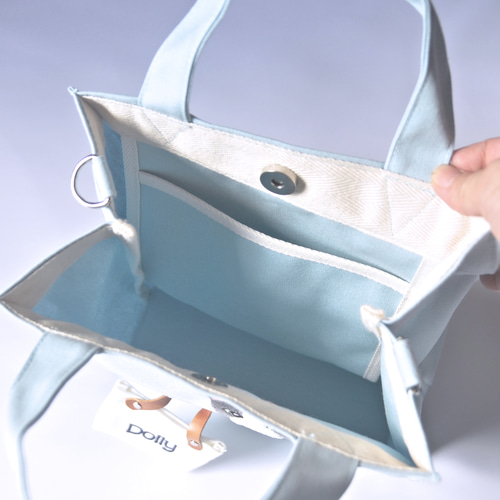 シュナウザー もふもふ刺しゅうの2wayトートバッグ（サックス