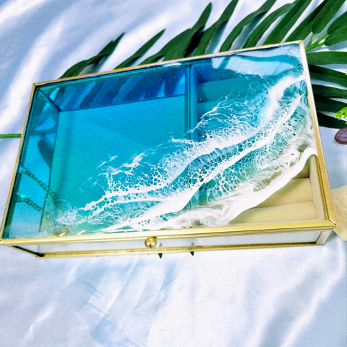 アクセサリーケースレジンアート海アート小物入れジュエリーBOXさ