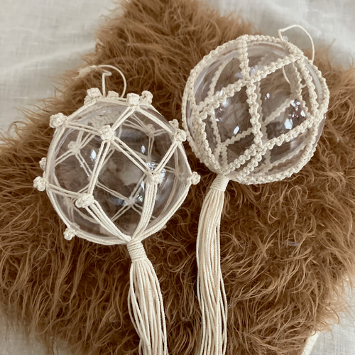 ◯ 8cm 全6種◯ クリアボールオーナメント オーナメント マクラメ