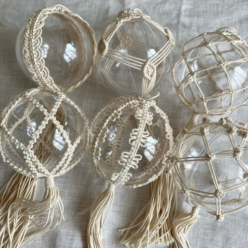 ◯ 8cm 全6種◯ クリアボールオーナメント オーナメント マクラメ