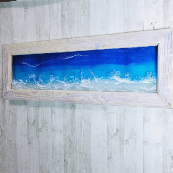 額入りガラスアート　レジンアート海 オーシャンアート　オブジェ　癒しの海 ガラスアート　海アート　 9枚目の画像