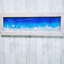 額入りガラスアート　レジンアート海 オーシャンアート　オブジェ　癒しの海 ガラスアート　海アート　 4枚目の画像