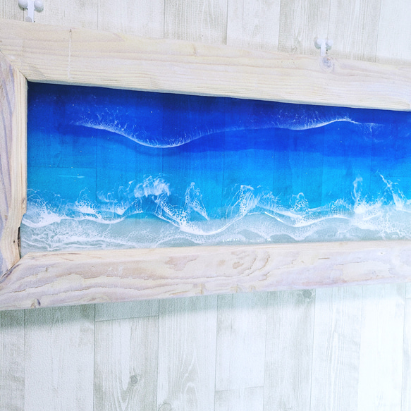 額入りガラスアート　レジンアート海 オーシャンアート　オブジェ　癒しの海 ガラスアート　海アート　 5枚目の画像