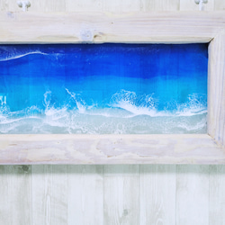 額入りガラスアート　レジンアート海 オーシャンアート　オブジェ　癒しの海 ガラスアート　海アート　 6枚目の画像