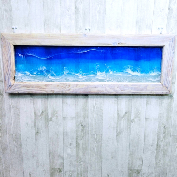 額入りガラスアート　レジンアート海 オーシャンアート　オブジェ　癒しの海 ガラスアート　海アート　 8枚目の画像
