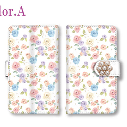 iPhone15 iPhone14 iPhone13 全機種対応 スマホケース 手帳型 バラ 薔薇 カード入 ミラー付き 3枚目の画像