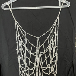 ハンドメイドファッション　ボディーネックレスラインストーンセーターチェーンTシャツアクセサリー女性パールベスト 2枚目の画像