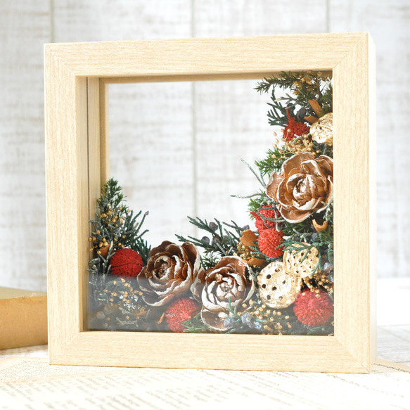 ✽5日以内発送クリスマスを彩る✽フレームアレンジメントS size【 botanical  frame ～Xmas～ 】 6枚目の画像