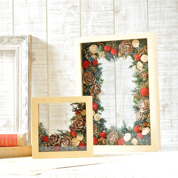 ✽5日以内発送クリスマスを彩る✽フレームアレンジメントS size【 botanical  frame ～Xmas～ 】 10枚目の画像