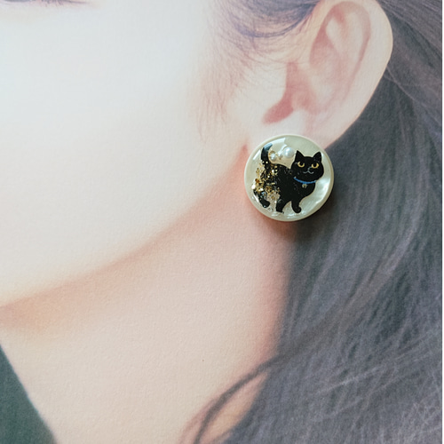 猫のボタン☆5個 o-19 ネコ/ボタン/カボション/動物 ボタン こうちゃん