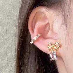 ジルコニア イヤーカフ 小ぶり キラキラ ear cuff 片耳用 極小 ビジュー イヤーカフ 7枚目の画像