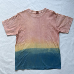 送料無料 " Before Sunset "　藍染と泥染めオーガニックコットンTシャツ　夕日を纏う 1枚目の画像