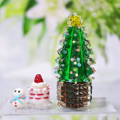 クリスマス雑貨】ガラス細工ツリー&雪だるま