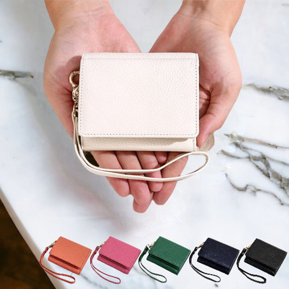 【全5色】 三つ折り財布 イタリアンレザー 本革 ミニ財布 コンパクト財布 小さい財布 革 1枚目の画像