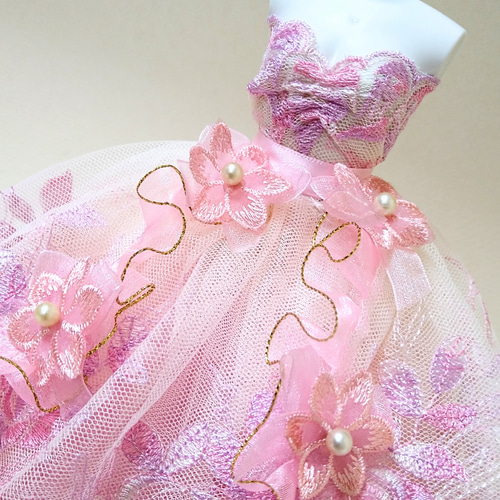565一点物ミニチュアウェディングドレス ピンク 薔薇 姫系マイメロ風 